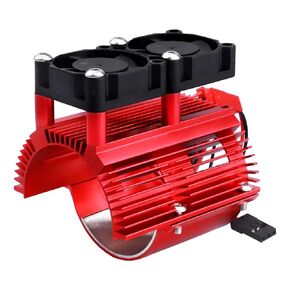 FriHobby Aluminum Motor Heat Sink with Twin Cooling Fan for 1/10 Traxxas E-Revo Summit, Compatible with 40-43mm Motors (Red)