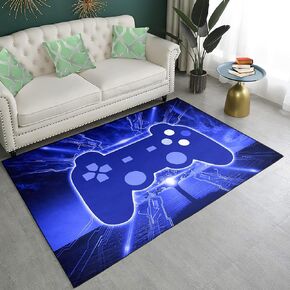 Video Game Controller Gamepad Home Decor Printed Large Area Rugs for Teen Boys Kids Play Bedroom, Black Polyester Fiber Floor Carpet Yoga Mat for Living Room