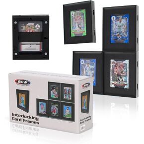 BCW Interlocking Card Frames - Black - Pack of 6 | Fits Toploaders and Magnetic Card Holders | Interlocking Frames Ideal for Collectibles, Trading Cards, and Memorabilia | Wall Display Frame