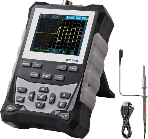 راسم الذبذبات الرقمي بروستر راسم الذبذبات المحمول معدل أخذ العينات 500 مللي ثانية/ثانية، راسم ذبذبات التخزين المحمول 2.4 بوصة شاشة LCD مع عرض النطاق الترددي الموجي 120 ميجا هرتز، يدعم تخزين الموجي 2500 in Kuwait