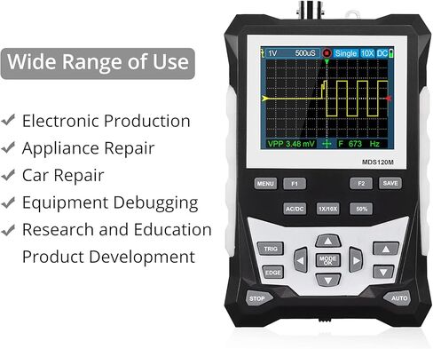 راسم الذبذبات الرقمي بروستر راسم الذبذبات المحمول معدل أخذ العينات 500 مللي ثانية/ثانية، راسم ذبذبات التخزين المحمول 2.4 بوصة شاشة LCD مع عرض النطاق الترددي الموجي 120 ميجا هرتز، يدعم تخزين الموجي 2500 in Kuwait