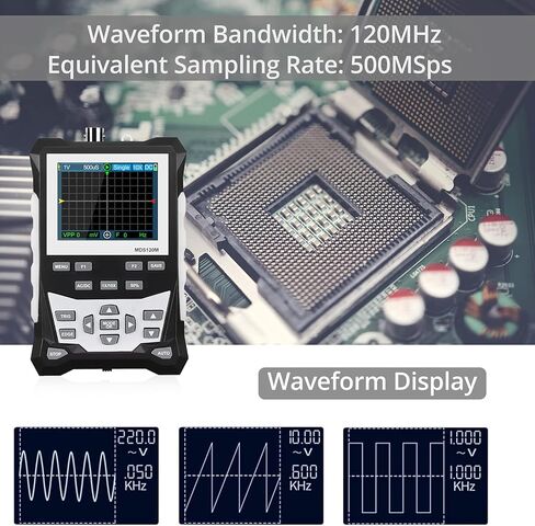 راسم الذبذبات الرقمي بروستر راسم الذبذبات المحمول معدل أخذ العينات 500 مللي ثانية/ثانية، راسم ذبذبات التخزين المحمول 2.4 بوصة شاشة LCD مع عرض النطاق الترددي الموجي 120 ميجا هرتز، يدعم تخزين الموجي 2500 in Kuwait