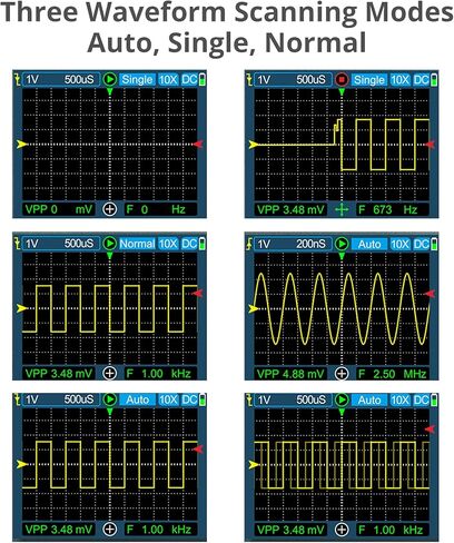راسم الذبذبات الرقمي بروستر راسم الذبذبات المحمول معدل أخذ العينات 500 مللي ثانية/ثانية، راسم ذبذبات التخزين المحمول 2.4 بوصة شاشة LCD مع عرض النطاق الترددي الموجي 120 ميجا هرتز، يدعم تخزين الموجي 2500 in Kuwait