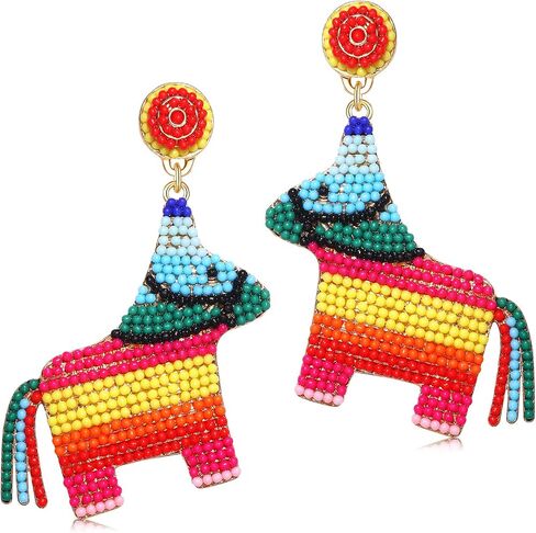 HZEYN Cinco De Mayo Earrings Beaded Pinata Sombrero Dangle Earrings Party Fiesta Earrings Jewelry for Women Girls in Saudi Arabia