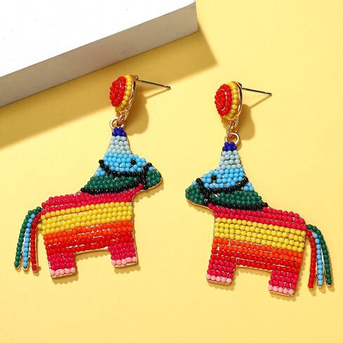 HZEYN Cinco De Mayo Earrings Beaded Pinata Sombrero Dangle Earrings Party Fiesta Earrings Jewelry for Women Girls in Saudi Arabia