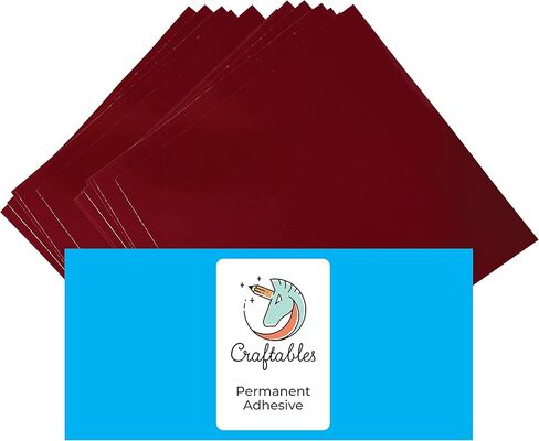 صفائح الفينيل باللون العنابي من Craftables - دائمة ولاصقة ولامعة ومقاومة للماء | (10) أوراق مقاس 30.48 سم × 30.48 سم - للحرف اليدوية، والكريكت، والصورة الظلية، والتعبيرات، والنقش، واللافتات in Kuwait