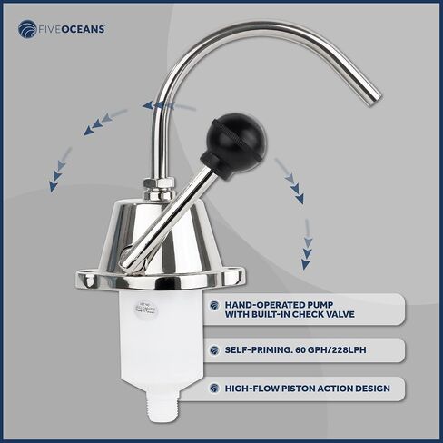 TMC Rocket Hand Pump, Galley Hand Pump, Flipper Pump, RV Manual Water Hand Operated Pump, Self-Priming 60 GPH/228LPH, for Boat, RV, Campers - FO742 in Saudi Arabia