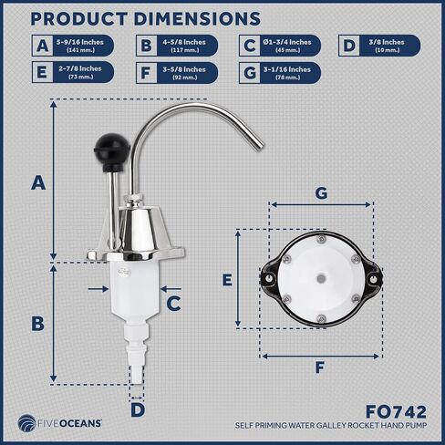 TMC Rocket Hand Pump, Galley Hand Pump, Flipper Pump, RV Manual Water Hand Operated Pump, Self-Priming 60 GPH/228LPH, for Boat, RV, Campers - FO742 in Saudi Arabia