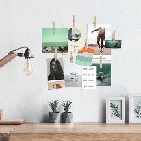 20 Pack Wood Photo Clips with Adhesive Layer for Wall, Art Holder, Photo Mood Wall, Picture Holder, Clip for Wall, Poster Hanger, Dorm Room Decor, Photos Display in Kuwait