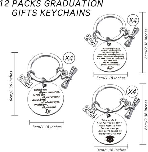 12 Pcs Graduation Gifts for Him Her Bulk Gifts Keychains Class of 2024 Graduation Gifts Senior 2024 for High School Seniors College Middle School Graduation Gifts Graduation Party Favors Students Gift in Saudi Arabia