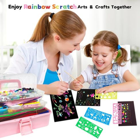 VOLINFO 1600 Pcs Arts and Crafts Supplies for Kids Girls 4 5 6 7 8 9 10 11 & 12- Toddler DIY Craft Box Art Supply Set Included Pipe Cleaners, Pom Poms, Feather, Folding Storage Box in Saudi Arabia