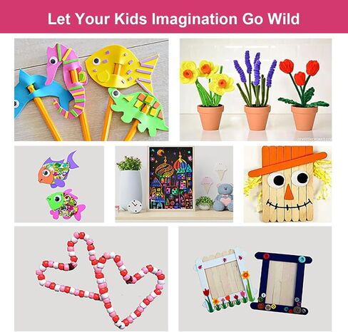 VOLINFO 1600 Pcs Arts and Crafts Supplies for Kids Girls 4 5 6 7 8 9 10 11 & 12- Toddler DIY Craft Box Art Supply Set Included Pipe Cleaners, Pom Poms, Feather, Folding Storage Box in Saudi Arabia