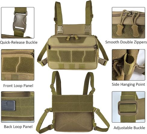 Tactical Chest Rig Bag, Lightweight Running Vest for Men Women 600D Nylon Chest Pack Utility EDC Molle Chest Pouch in Saudi Arabia