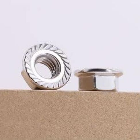 M4-0.7 (100 قطعة) صواميل شفة مسننة، صواميل سداسية، صواميل رأس سداسية مع غسالة شفة مسننة، 304 فولاذ مقاوم للصدأ 18/8، DIN6923 in Kuwait