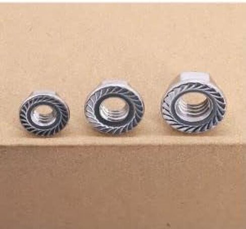 M4-0.7 (100 قطعة) صواميل شفة مسننة، صواميل سداسية، صواميل رأس سداسية مع غسالة شفة مسننة، 304 فولاذ مقاوم للصدأ 18/8، DIN6923 in Kuwait