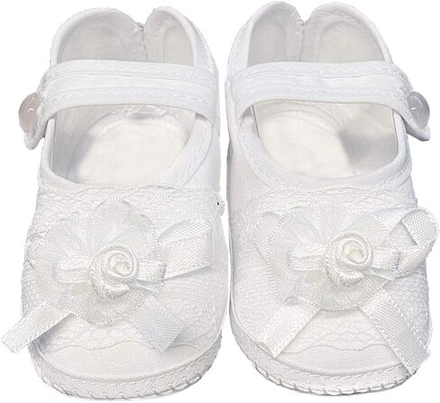 Pink Princess Baptism Shoes for Baby Girls - White Baby Christening Shoes Baby Booties Newborn - Zapatos de Bautizo para Nina in Saudi Arabia