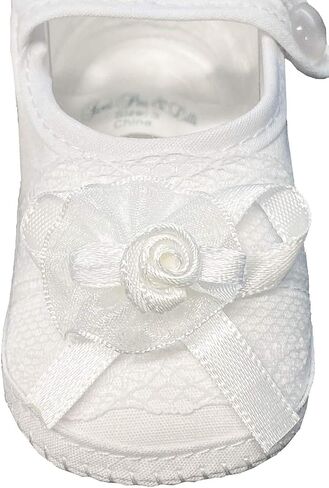 Pink Princess Baptism Shoes for Baby Girls - White Baby Christening Shoes Baby Booties Newborn - Zapatos de Bautizo para Nina in Saudi Arabia