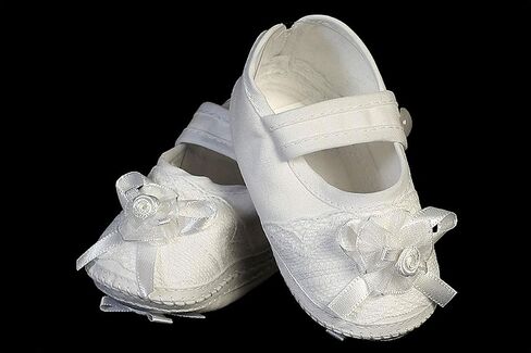Pink Princess Baptism Shoes for Baby Girls - White Baby Christening Shoes Baby Booties Newborn - Zapatos de Bautizo para Nina in Saudi Arabia