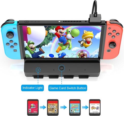 محطة إرساء تلفزيون Tendak لجهاز نينتندو سويتش/سويتش OLED، محطة إرساء محمولة للتبديل مع قارئ بطاقة الألعاب، قاعدة سويتش مع محول HDMI 4K/منافذ USB 3.0/4 فتحات بطاقات وحقيبة بطاقة الألعاب in Kuwait