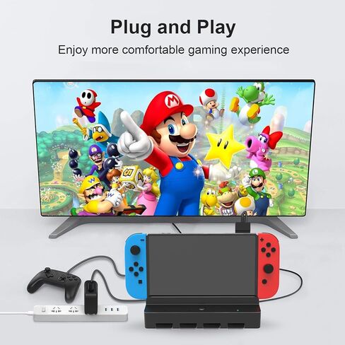 محطة إرساء تلفزيون Tendak لجهاز نينتندو سويتش/سويتش OLED، محطة إرساء محمولة للتبديل مع قارئ بطاقة الألعاب، قاعدة سويتش مع محول HDMI 4K/منافذ USB 3.0/4 فتحات بطاقات وحقيبة بطاقة الألعاب in Kuwait