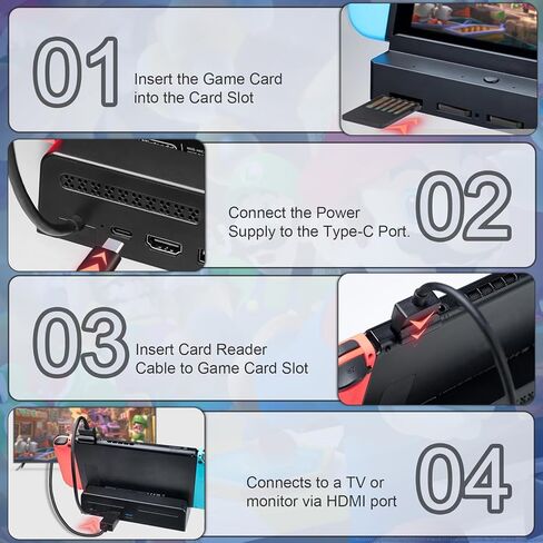 محطة إرساء تلفزيون Tendak لجهاز نينتندو سويتش/سويتش OLED، محطة إرساء محمولة للتبديل مع قارئ بطاقة الألعاب، قاعدة سويتش مع محول HDMI 4K/منافذ USB 3.0/4 فتحات بطاقات وحقيبة بطاقة الألعاب in Kuwait