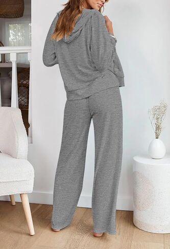 أطقم ملابس نسائية من Kisscynest مكونة من قطعتين مع قلنسوة وسحاب عالي الخصر وبنطلون بأرجل واسعة in Kuwait