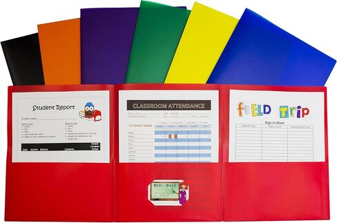 C-Line 3-Pocket Tri-Fold Heavyweight Poly Portfolios, Assorted Colors, Pack of 24 (33940-24) in Saudi Arabia
