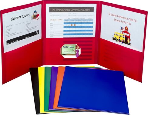 C-Line 3-Pocket Tri-Fold Heavyweight Poly Portfolios, Assorted Colors, Pack of 24 (33940-24) in Saudi Arabia