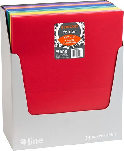 C-Line 3-Pocket Tri-Fold Heavyweight Poly Portfolios, Assorted Colors, Pack of 24 (33940-24) in Saudi Arabia