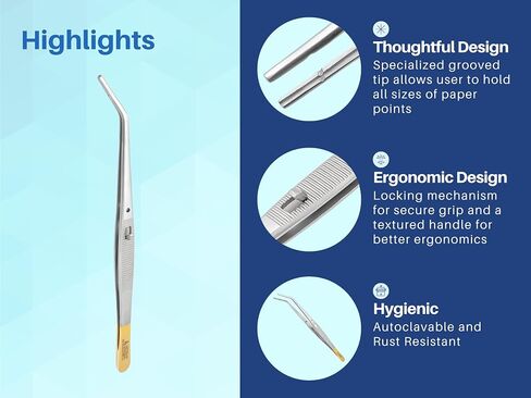 Endodontic Tweezer Paper Point Holding Tweezers grooved tip Angled with Lock Tip Surgical Forceps Instruments Surgical Forceps Pliers ARTMAN Brand in Saudi Arabia