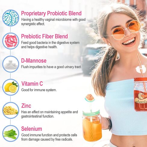 Vaginal Probiotics for Women, 70 Billion CFU 13 Strains, Women Probiotics & Prebiotics & D-Mannose, for Vaginal, Urinary, pH Balance, Immune & Digestive Health - Shelf Stable, 60 Capsules Supply in Saudi Arabia