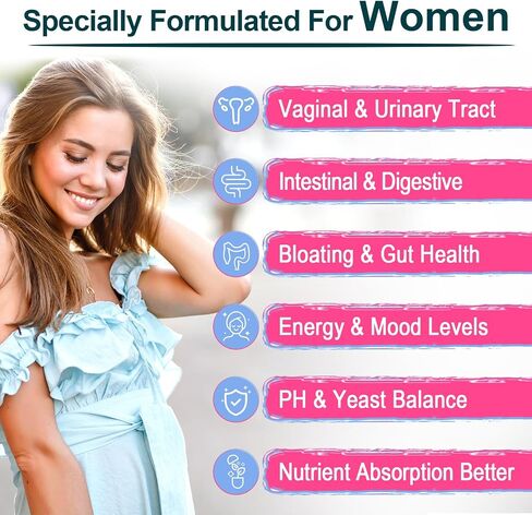 Vaginal Probiotics for Women, 70 Billion CFU 13 Strains, Women Probiotics & Prebiotics & D-Mannose, for Vaginal, Urinary, pH Balance, Immune & Digestive Health - Shelf Stable, 60 Capsules Supply in Saudi Arabia
