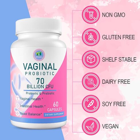 Vaginal Probiotics for Women, 70 Billion CFU 13 Strains, Women Probiotics & Prebiotics & D-Mannose, for Vaginal, Urinary, pH Balance, Immune & Digestive Health - Shelf Stable, 60 Capsules Supply in Saudi Arabia