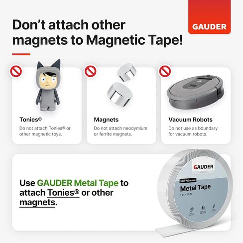 GAUDER Strong Magnetic Tape Self Adhesive (10 Feet Long x 0.5 Inch Wide) | Magnetic Strips with Adhesive Backing | Magnet Roll in Kuwait