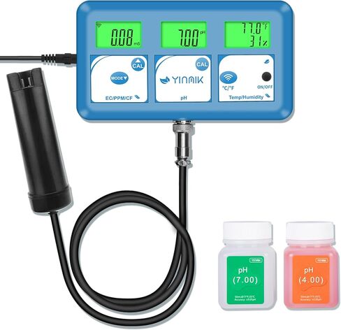 YINMIK EC PPM pH Monitor for Hydroponics Nutrients, WiFi pH PPM Tester for Plant Growers, Continuous Monitoring pH PPM EC Temp. of Indoor DWC Growing System, Hydro Reservoir Tank, Aeroponic Garden in Kuwait