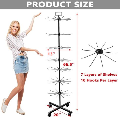 رف عرض مونتيكس سبينر 7 طبقات، رف عرض دوار للمجوهرات والقبعات والألعاب، ارتفاع قابل للتعديل، أقصى ارتفاع 67 بوصة، أحدث تصميم لعام 2024 in Kuwait