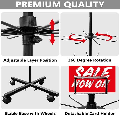 رف عرض مونتيكس سبينر 7 طبقات، رف عرض دوار للمجوهرات والقبعات والألعاب، ارتفاع قابل للتعديل، أقصى ارتفاع 67 بوصة، أحدث تصميم لعام 2024 in Kuwait