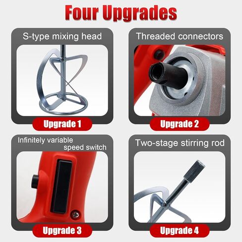 خلاط اسمنت VICSEC 2100 واط خلاط خرسانة كهربائي خلاط طلاء لاسلكي للحفر مع 6 سرعات، خلاط طين محمول 110 فولت لخلط الطين والأسمنت والملاط والطلاء والأعلاف in Kuwait