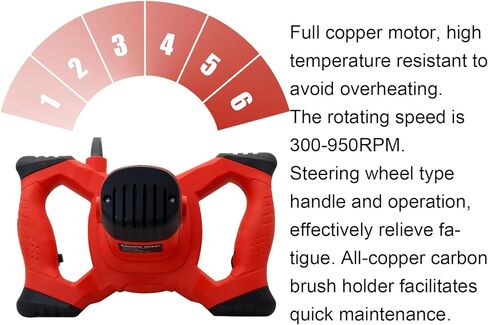 خلاط اسمنت VICSEC 2100 واط خلاط خرسانة كهربائي خلاط طلاء لاسلكي للحفر مع 6 سرعات، خلاط طين محمول 110 فولت لخلط الطين والأسمنت والملاط والطلاء والأعلاف in Kuwait