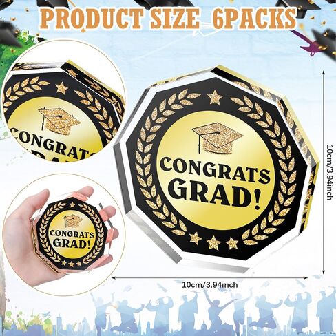Misdary 6 Pcs 2024 Graduation Trophy Award 4 x 4 Inch Acrylic Award Trophies Plaques Class of 2024 Graduation Gifts for School Students Kids Kindergarten Graduation Party Supplies(Common Style) in Saudi Arabia