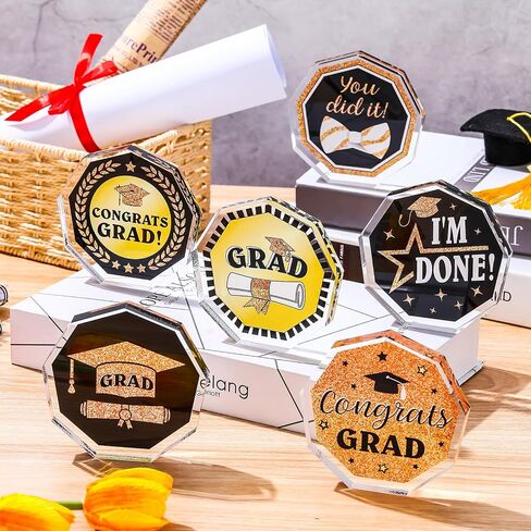 Misdary 6 Pcs 2024 Graduation Trophy Award 4 x 4 Inch Acrylic Award Trophies Plaques Class of 2024 Graduation Gifts for School Students Kids Kindergarten Graduation Party Supplies(Common Style) in Saudi Arabia