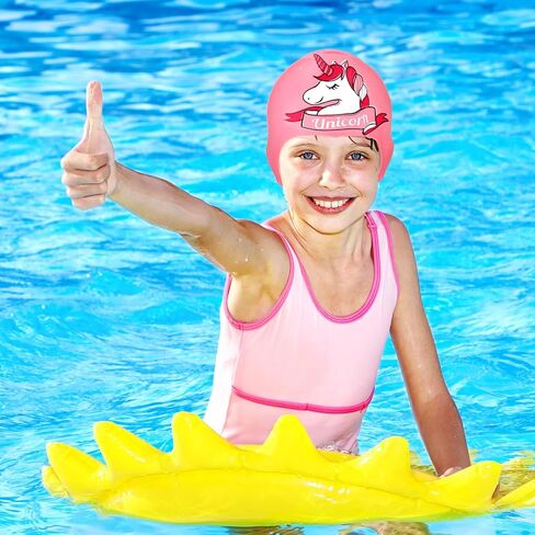 3 Pcs Swim Caps Kids Waterproof Silicone Swimming Caps for Girls Pool Swim Hat Swimming Cap for Short and Long Hair for Boys Children Toddler (Stylish Style) in Saudi Arabia