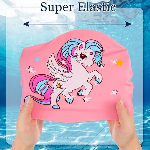 3 Pcs Swim Caps Kids Waterproof Silicone Swimming Caps for Girls Pool Swim Hat Swimming Cap for Short and Long Hair for Boys Children Toddler (Stylish Style) in Saudi Arabia
