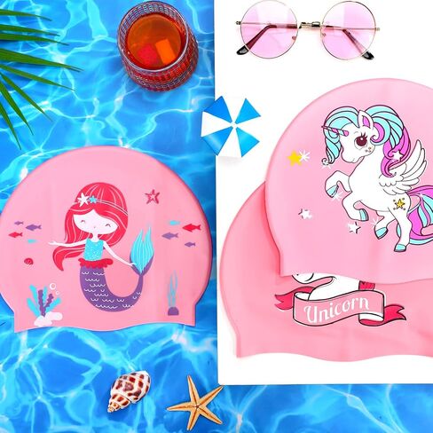 3 Pcs Swim Caps Kids Waterproof Silicone Swimming Caps for Girls Pool Swim Hat Swimming Cap for Short and Long Hair for Boys Children Toddler (Stylish Style) in Saudi Arabia