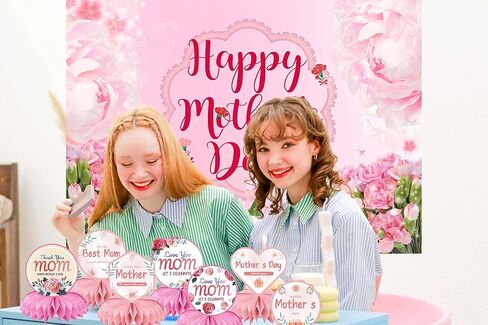 9 قطعة قطع مركزية لعيد الأم السعيدة وردية لطاولة عيد الأم أحب أمي قطع مركزية على شكل قرص العسل in Kuwait