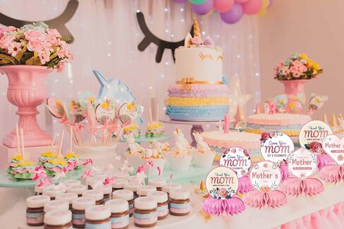 9 قطعة قطع مركزية لعيد الأم السعيدة وردية لطاولة عيد الأم أحب أمي قطع مركزية على شكل قرص العسل in Kuwait