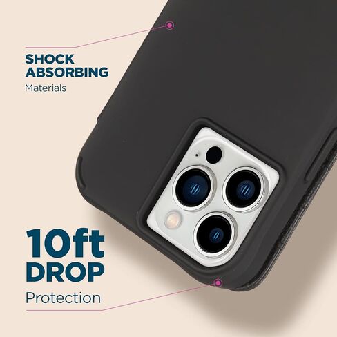 حافظة Case-Mate Wallet Folio iPhone 13 Pro - سوداء [حماية من السقوط بطول 10 أقدام] [متوافقة مع MagSafe] غطاء قابل للطي مقاوم للصدمات مصنوع من جلد أصلي مرصوف بالحصى، حامل أفقي، حامل للنقود والبطاقات in Saudi Arabia