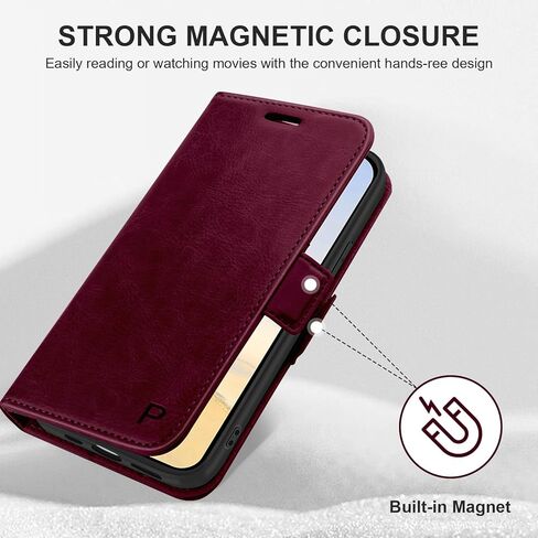 Bizzib for iPhone 11 Case Leather Wallet with Card Holder[ RFID Blocking] 360 Full Shockproof Protection Magnetic Closure Phone Cover with Card Slots and Strap for iPhone 11 6.1in-Burgundy in Saudi Arabia