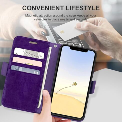 Bizzib for iPhone 11 Case Leather Wallet with Card Holder[ RFID Blocking] 360 Full Shockproof Protection Magnetic Closure Phone Cover with Card Slots and Strap for iPhone 11 6.1in-Burgundy in Saudi Arabia