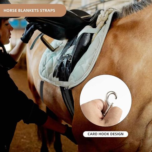 Premium Horse Blanket Sheet Leg Straps, 2 Pcs Adjustable 27.55" to 55" Length, Replacement Stretchy Belly Strap with Double Swivel Snaps in Kuwait